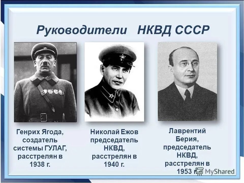 Ссср не принимал участия. Руководители НКВД ягода Ежов Берия. Дзержинский ягода Ежов Берия. Ягода Ежов Берия презентация. Начальник НКВД при Сталине фамилия.