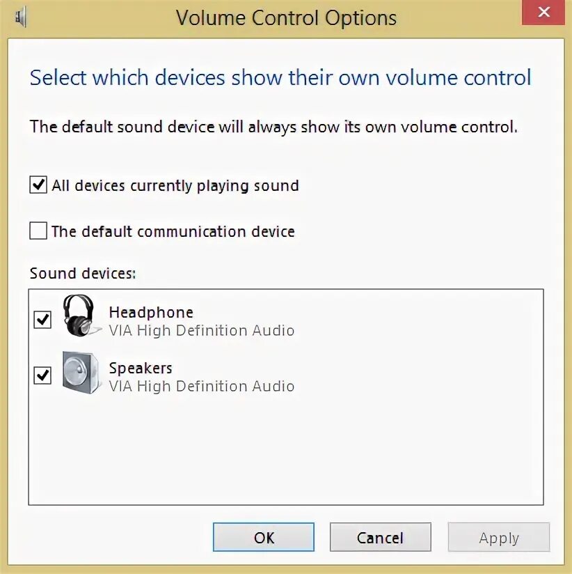Device control windows. Device control windows