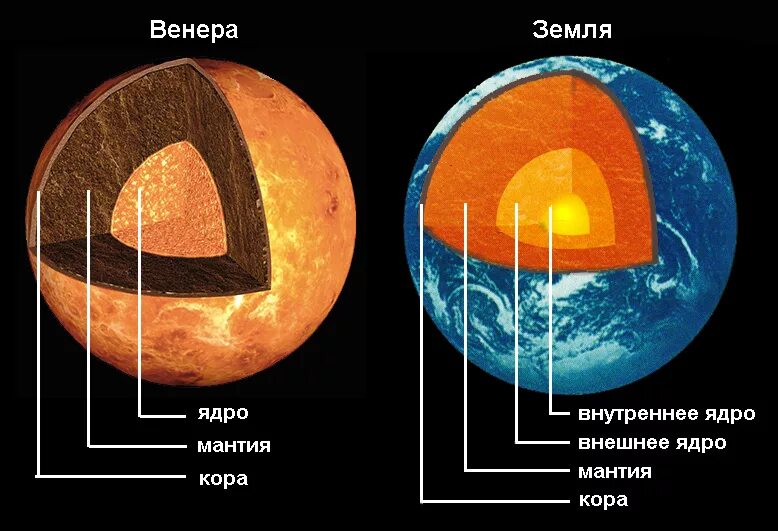 Внутреннее строение планеты. Строение ядра венеры.