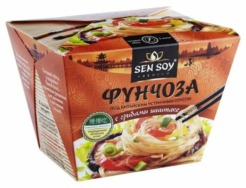 Лапша вок быстрого приготовления. Фунчоза sen soy. лапша sen soy фунчоза. лапша фунчоза сэн сой. sen soy вермишель «фунчоза» под китайским устричным соусом с грибами шиитаке 125 г.