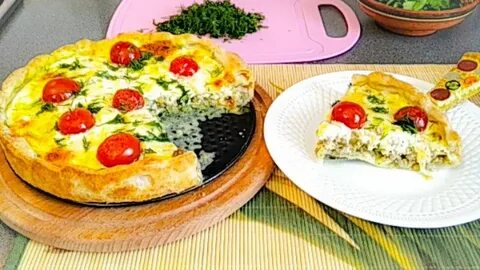 Слоеный пирог с моцареллой