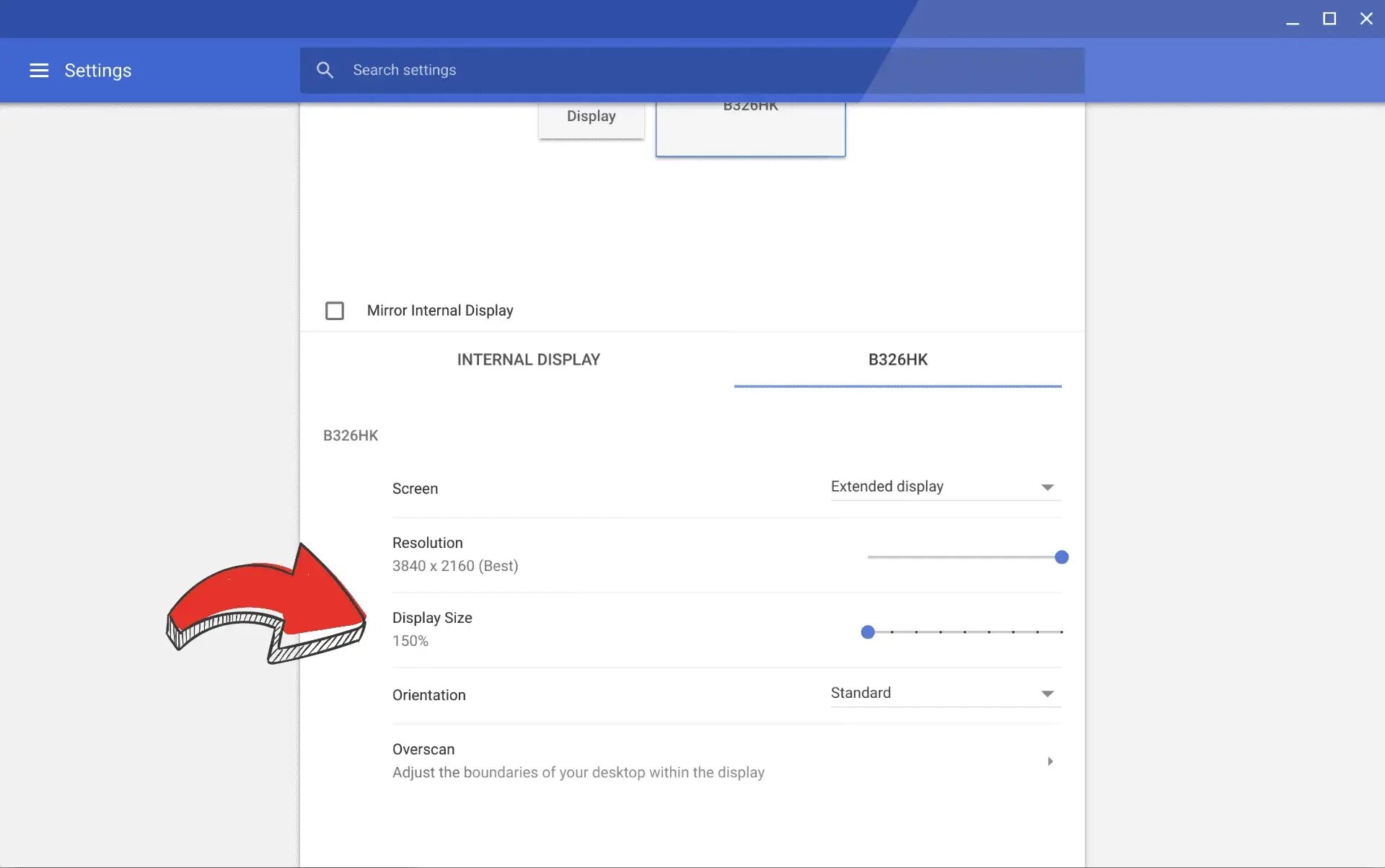 Display setting. Chrome os display settings. internal display. extend screen. settings hell.