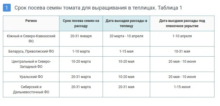 Таблица сроков. Посев семян на рассаду 2024 год таблица