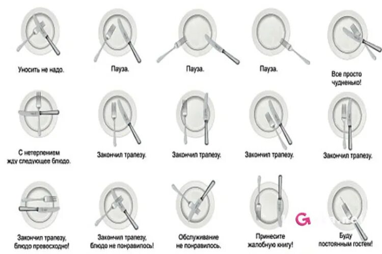 Положение столовых приборов на тарелке. Положение приборов. Положение столовых приборов после еды на тарелке. Приборы в конце трапезы. Как положить приборы если понравилось