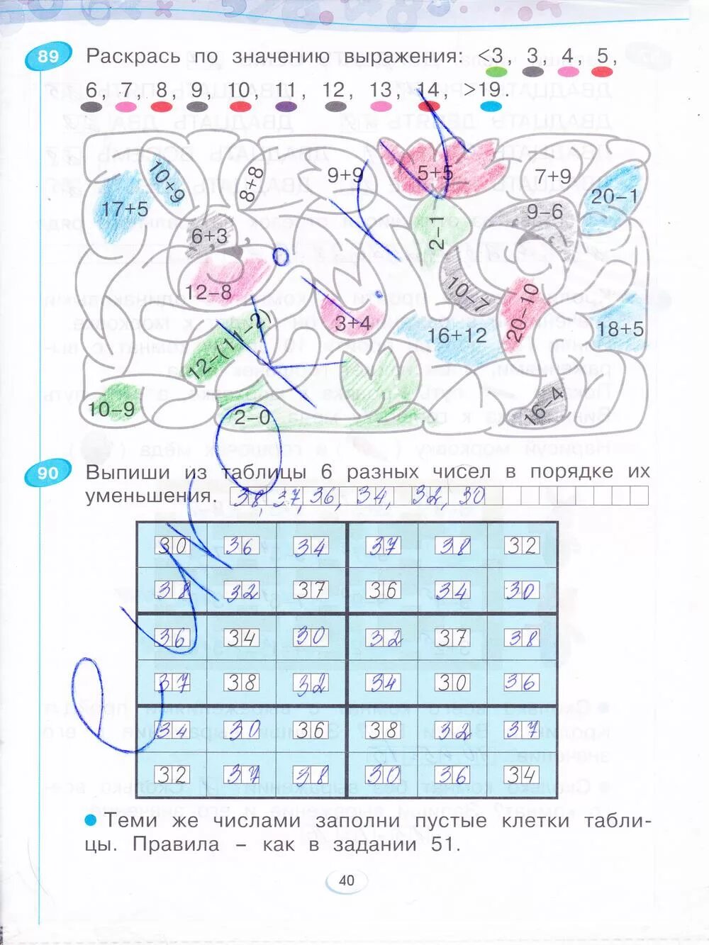 Математика рабочая тетрадь стр 40 3 класс