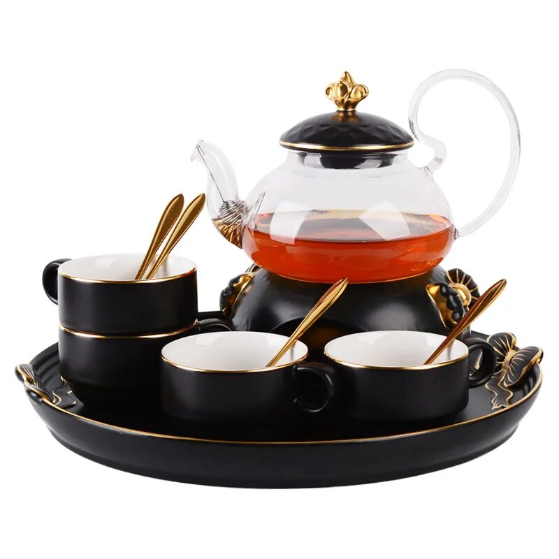 Чайный набор. Чайный набор с подносом. Чайный набор с чайником и чашками. Чайный набор с чайником.