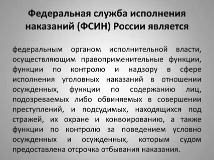 Федеральная служба исполнения наказаний правоохранительные органы