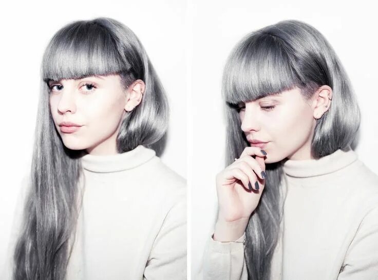 Cheveux gris et frange - 25 jolies façons de porter les cheveux blancs - Elle Ch