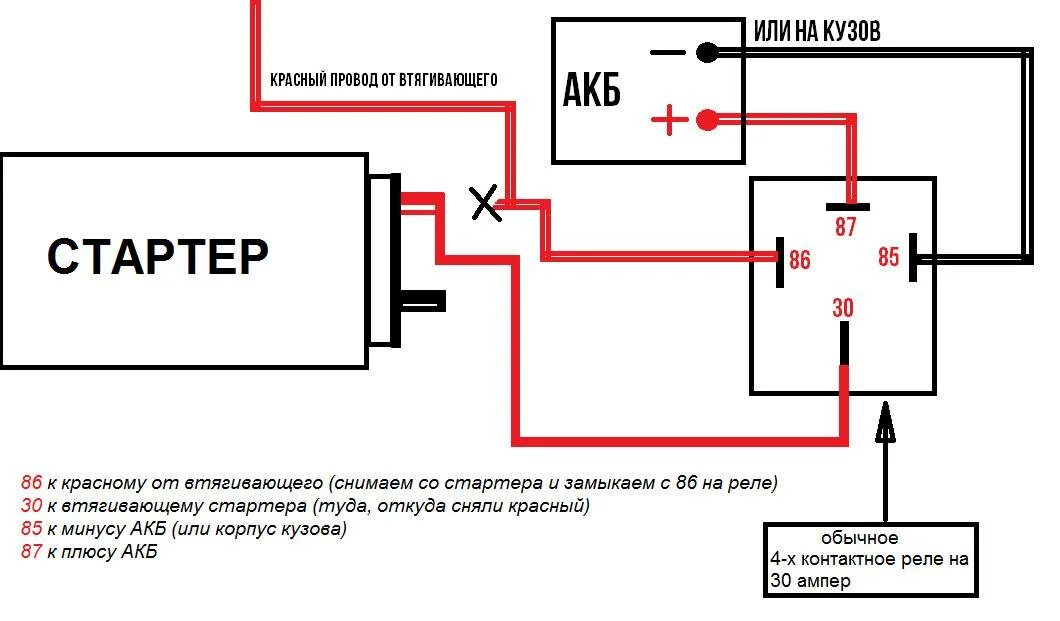 Подключение реле стартера 2110. Схема подключения реле стартера 24 вольта. схема подключения кнопки пуска стартера. реле стартера ваз 2114 схема. схема разгрузочного реле стартера ваз.