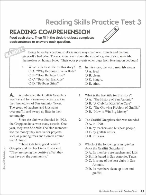 Reading Test. Test for 4 Grade. Entry Test for 4 Grade. Reading, Grade 4.