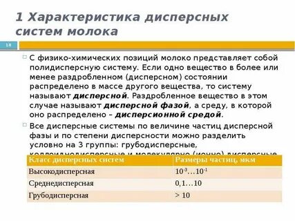 Молоко дисперсная система