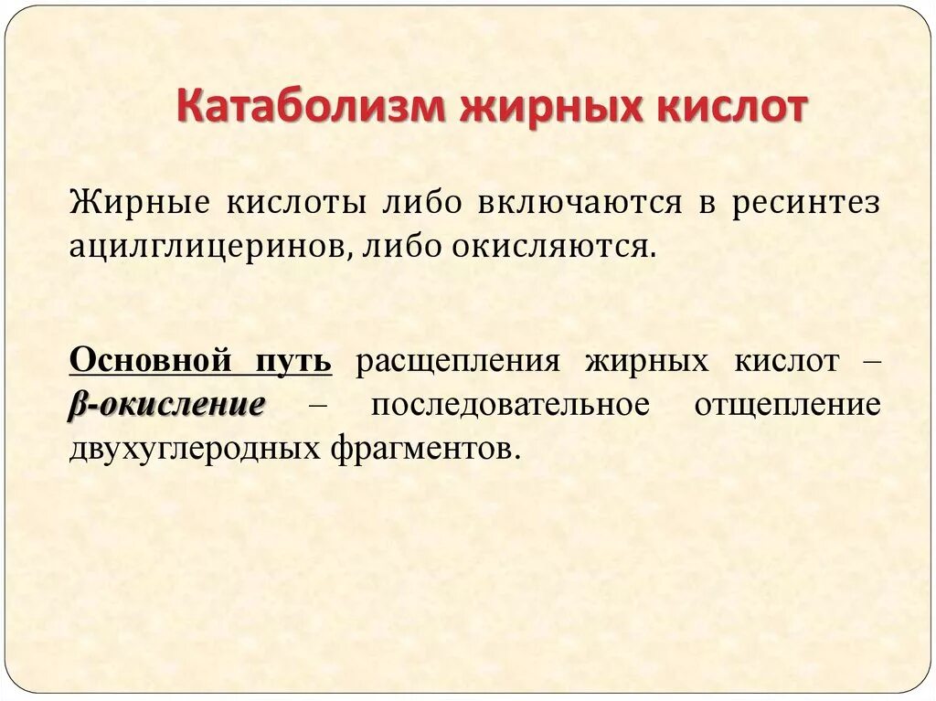 Главное путь. Основной путь катаболизма высших жирных кислот. Катаболизм и окисление жирных кислот. Катаболизм жирных кислот. Этапы катаболизма жирных кислот биохимия.