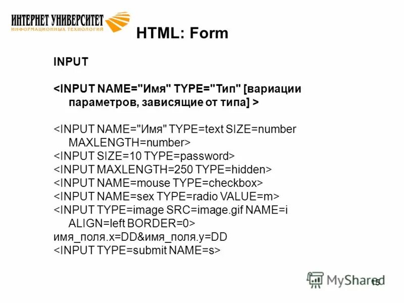 Name input имя