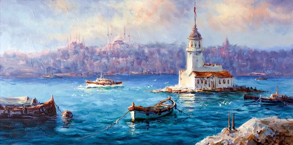 Стамбул картины маслом. Айвазовский девичья башня стамбул. Istanbul на картинах художников. Турция картины. Стамбул пейзаж живопись.