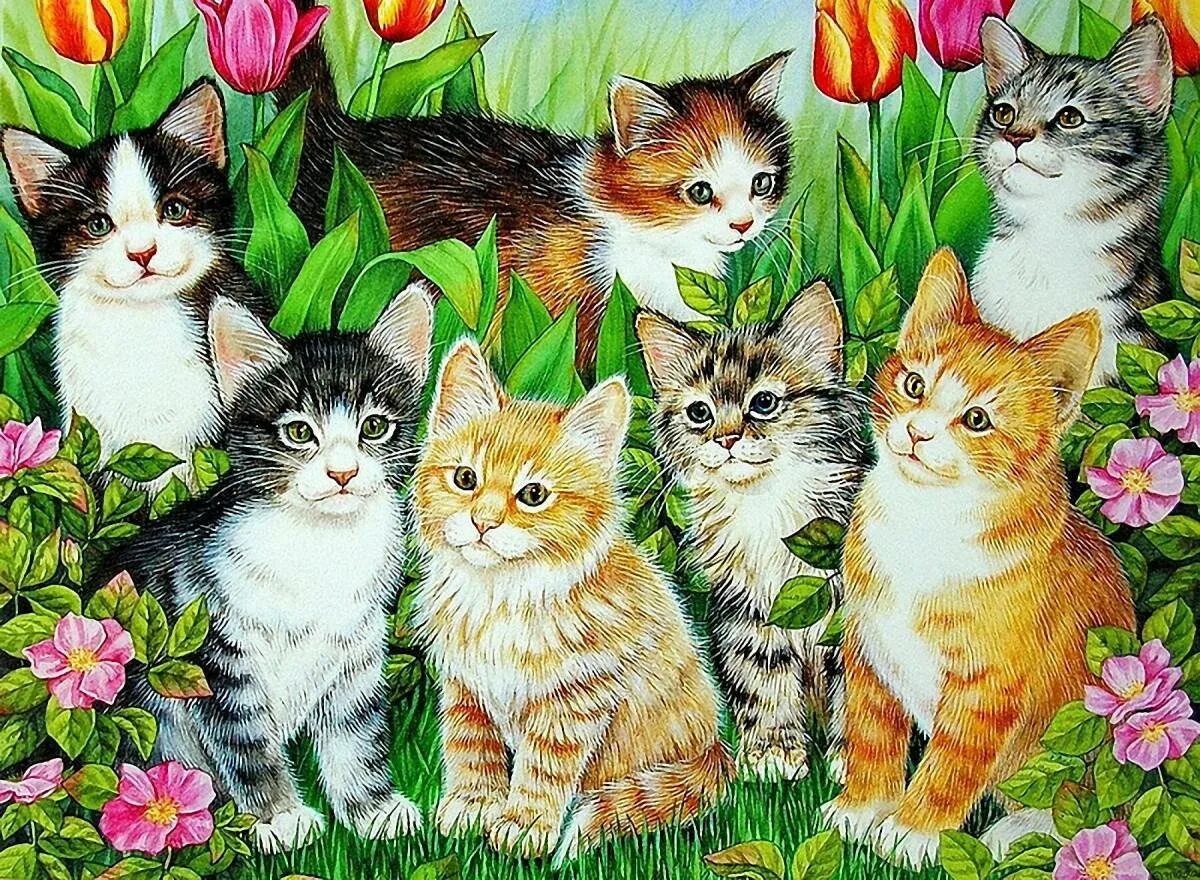 Картины rihards donskis коты воители. Финский художник anna hollere. Котенок рисунок. Кот и мышка. Дай картинок кошек картинок.