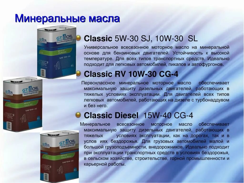 Вещества в минеральном масле