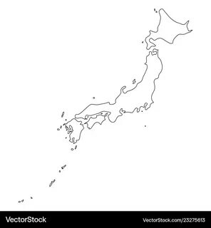 Japan - solid black outline border map of country Vector Image
