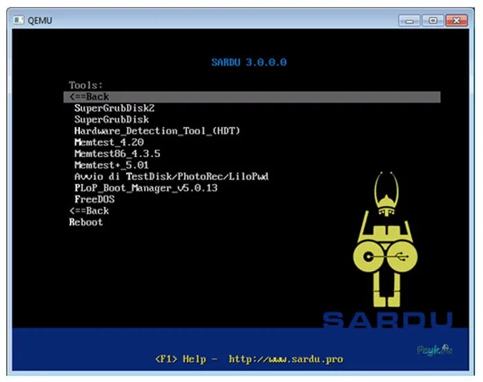 Проверка загрузочной флешки QEMU. Plop Boot Manager. Detect tool