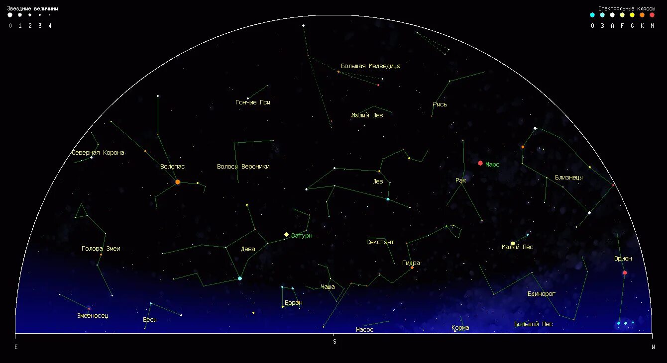 какое созвездие видно зимой по имени охотника