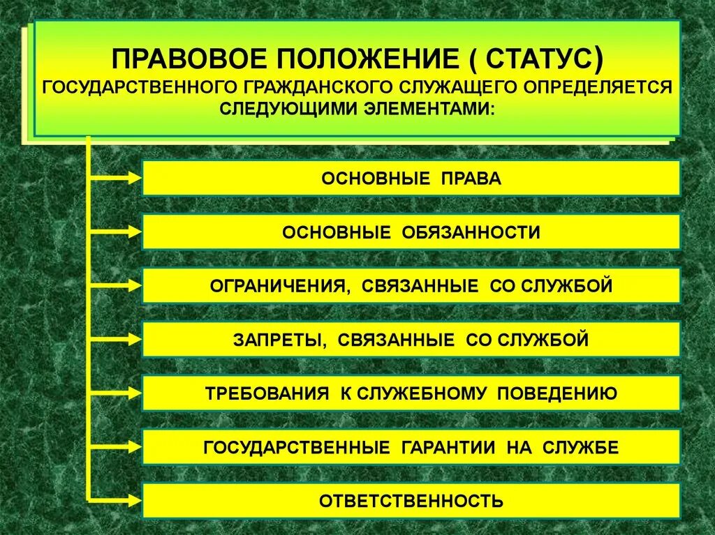 Элементы правового статуса государственного гражданского служащего. Основы правового статуса государственного гражданского служащего. Административно-правовой статус государственного служащего понятие. Правовое положение государственных гражданских служащих. Гражданско правовой статус государственных органов