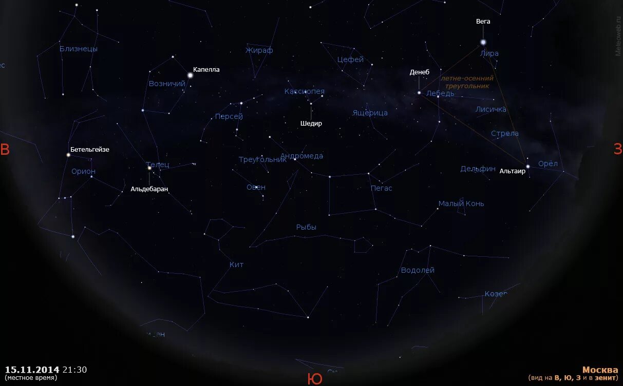 Созвездие южного полушария главная звезда факт 6. Созвездия над Москвой. Созвездия в ноябре. Название созвездий над Москвой. Альдебаран и Альтаир.