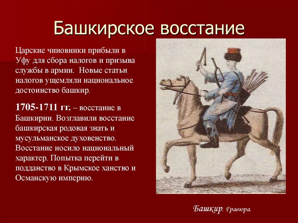 Событие башкирского восстания