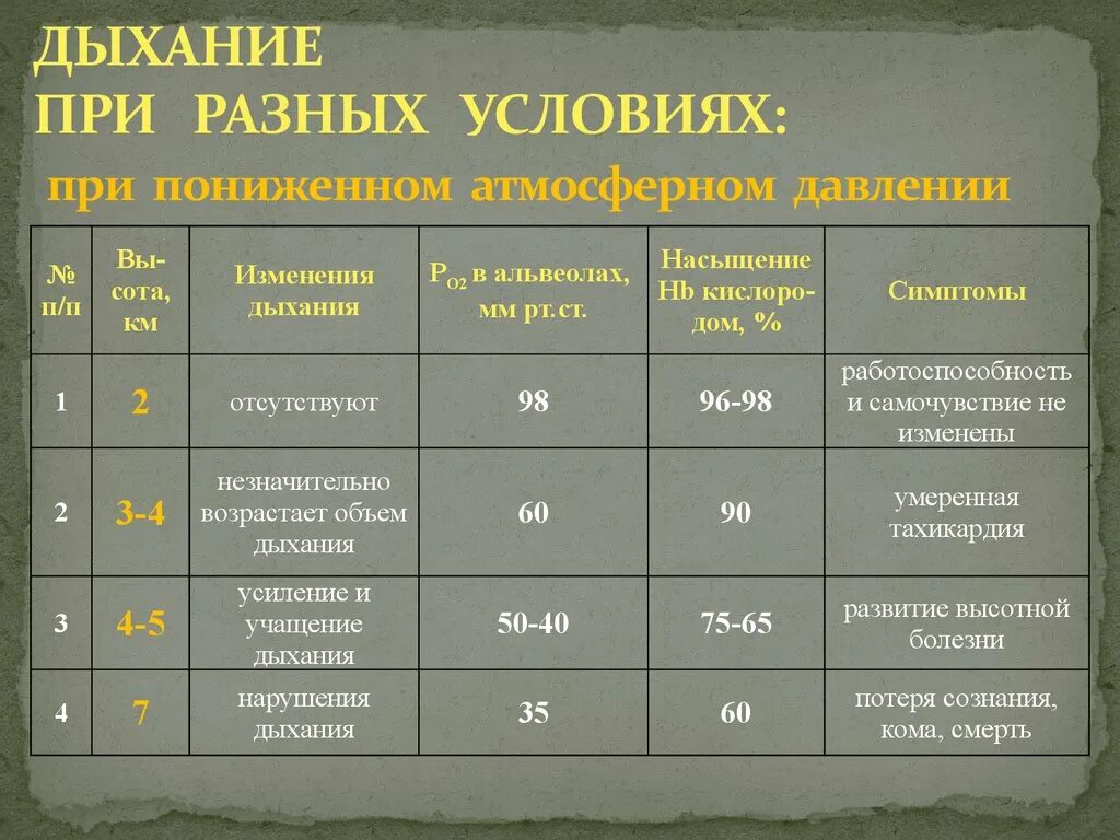 Внимание при разных условиях. Дыхание в условиях повышенного барометрического давления. Особенности дыхания при повышенном барометрическом давлении. Дыхание при повышенном атмосферном давлении. Дыхание в условиях пониженного барометрического давления.