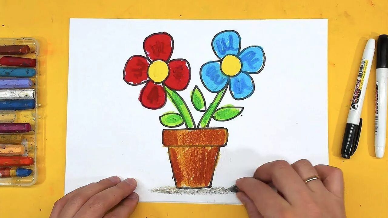 Рисование с детьми 5-6 лет. Рисование фломастерами для детей. Цветы для рисования. Рисование с детьми 4 лет.