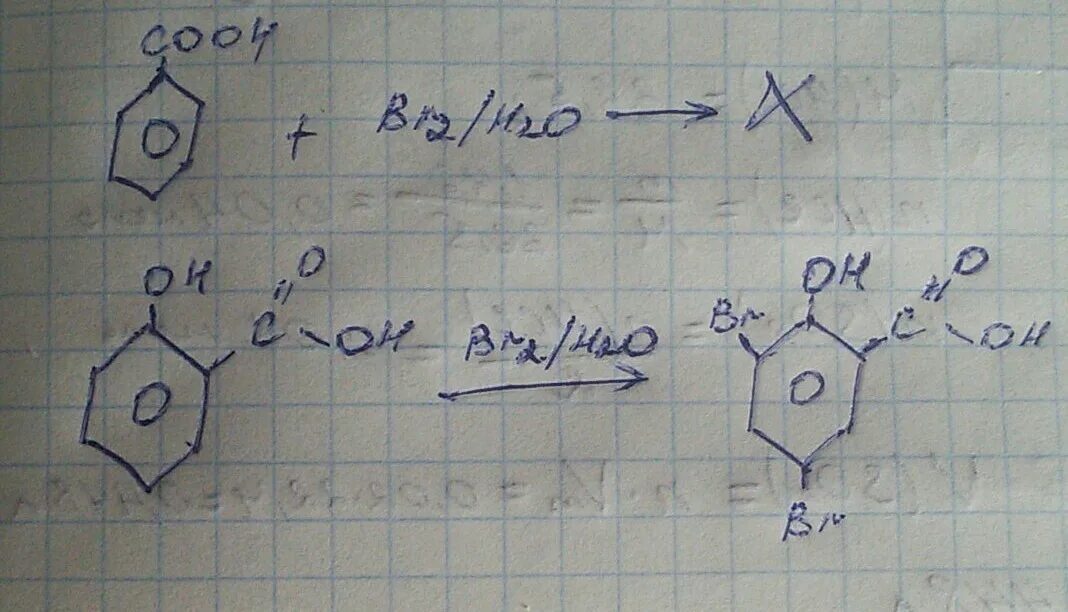 Бромной водой можно различить. Бензойная кислота и бромная вода. Бензойная кислота и бромная вода реакция. Бензойная кислота и бром. Реакция бензойной кислоты с хлором.