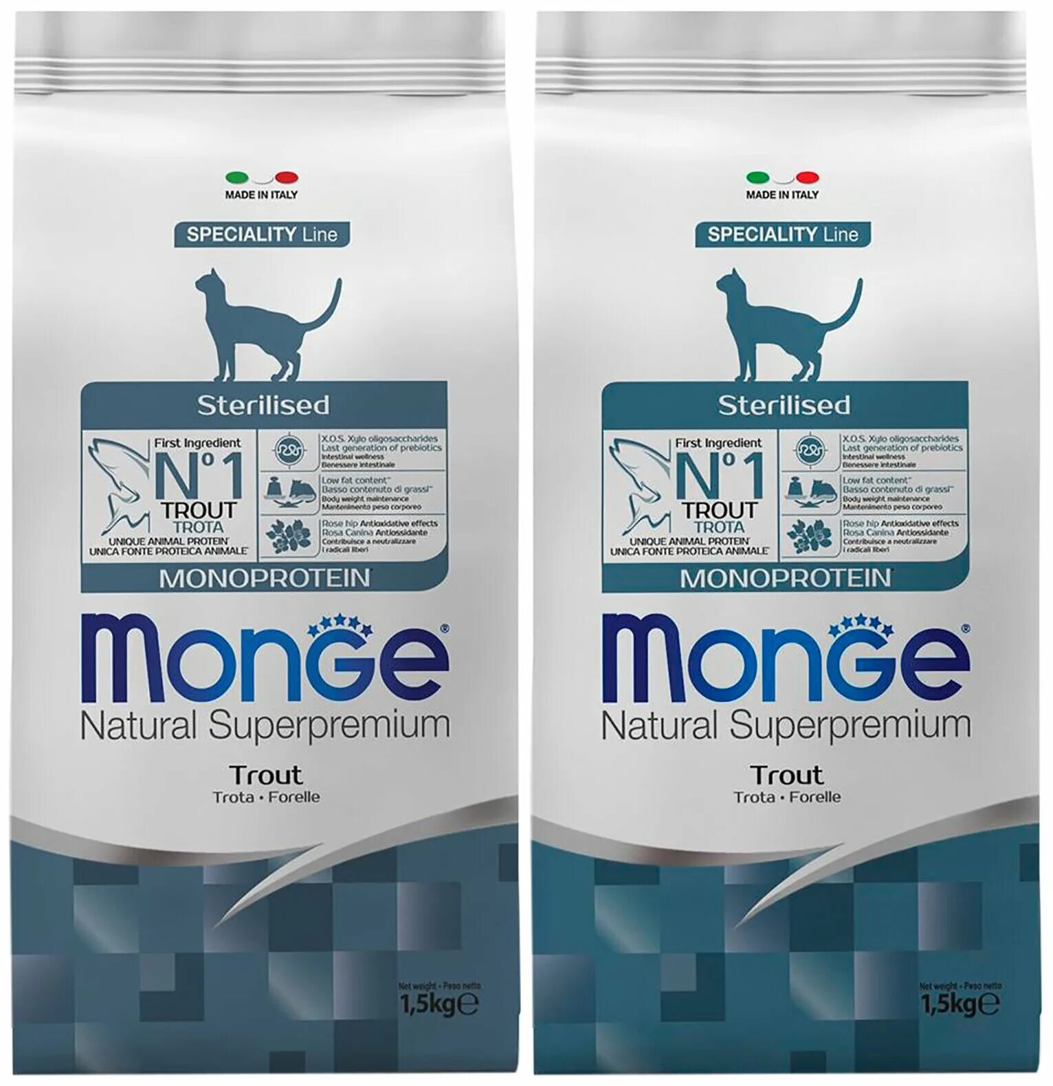 Сухие корма для кошек супер премиум класса. Monge Cat Monoprotein сухой корм для котят с форелью 1,5 кг. Monge Trout корм для кошек. Монге корм для кошек стерилизованных. Monoprotein Sterilised Trout сухой корм для стерилизованных кошек с форелью, 1,5кг.