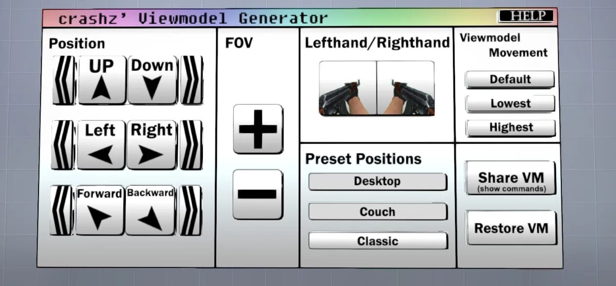Как отключить тряску рук в кс. Как отдалить руки в КС го. Карта для смены положения рук в КС го. Crashz' viewmodel Generator. Карта для настройки рук в КС го.