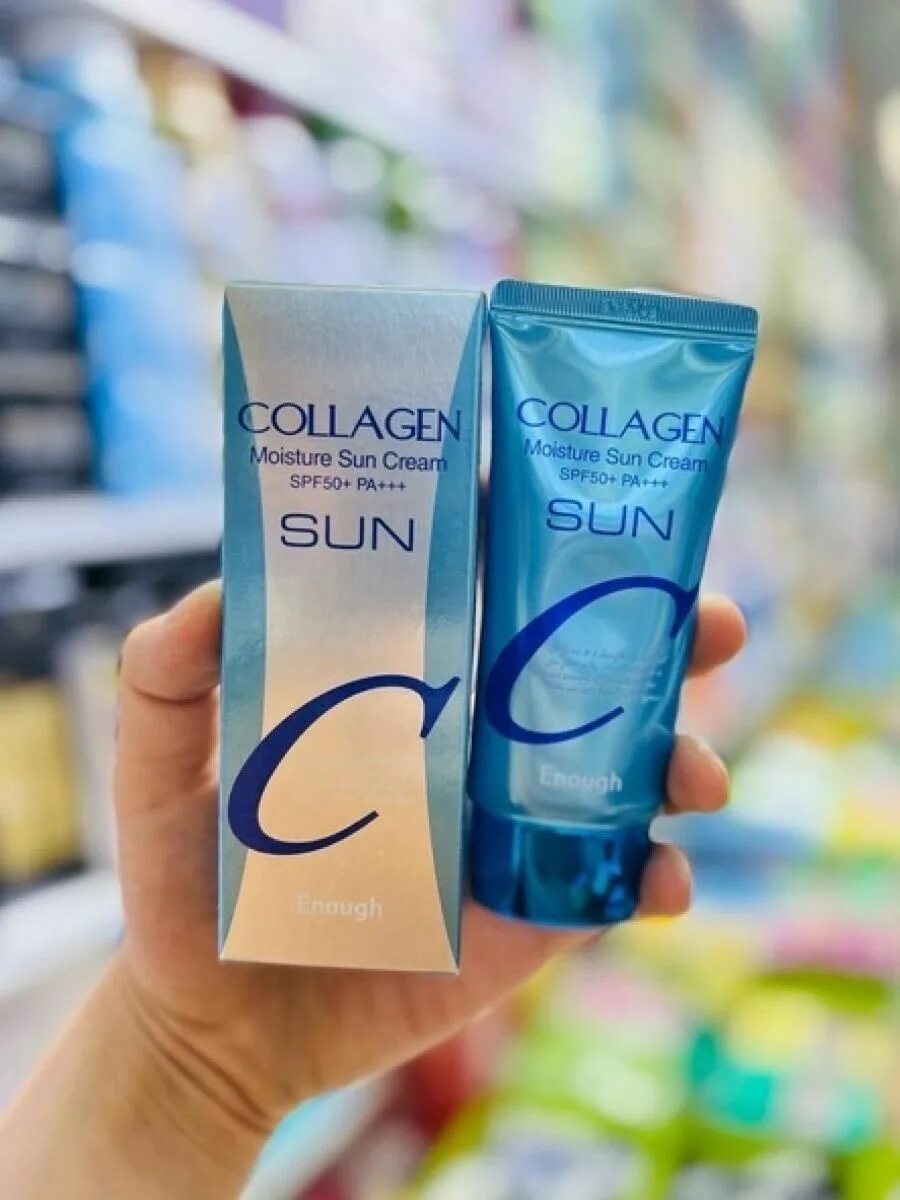 Коллаген sun. Collagen Moisture Sun Cream spf50+ pa+++. Солнцезащитный крем Collagen Sun Cream spf50+. Sun Cream spf50+ Корея. Солнцезащитный крем enough Collagen.