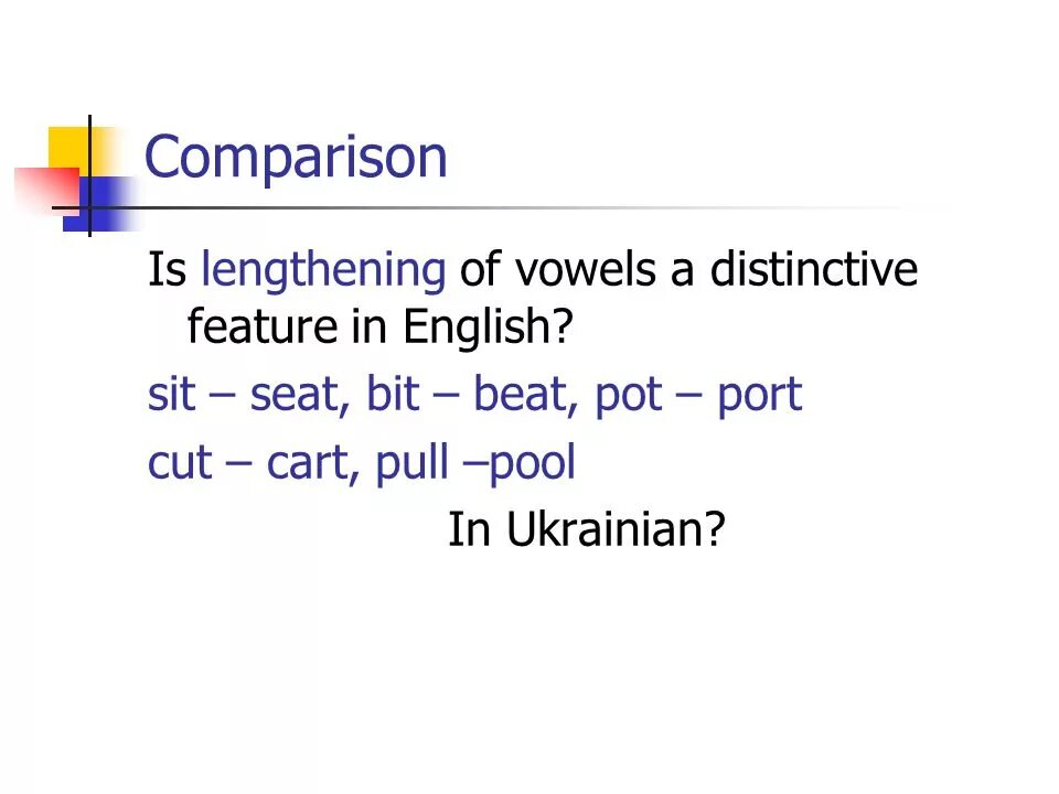 Distinctive features of English Vowels. Non distinctive Vowels features. Distinctive and non distinctive features of English Vowels. Lengthening of Vowels.