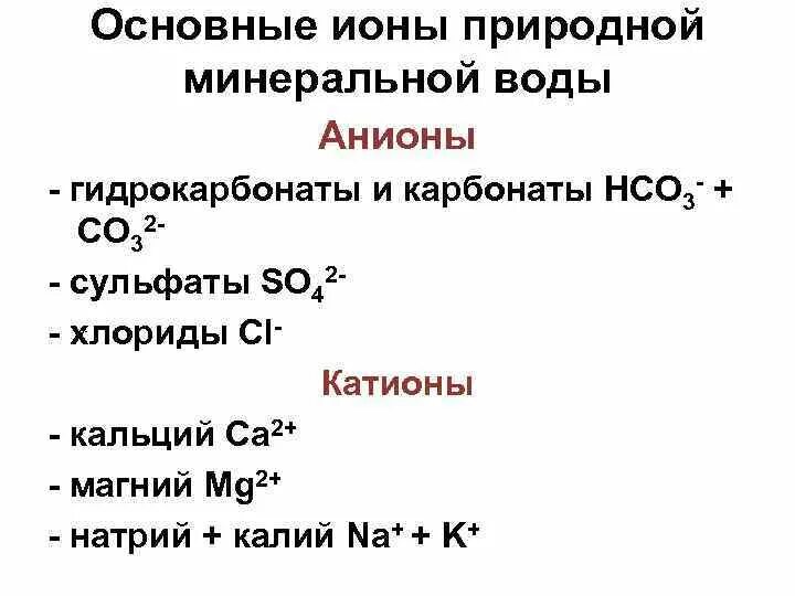 Основные ионы. Главные ионы природных вод. Анионы это ионы натрия. Сульфат ионы. Количество ионов в воде