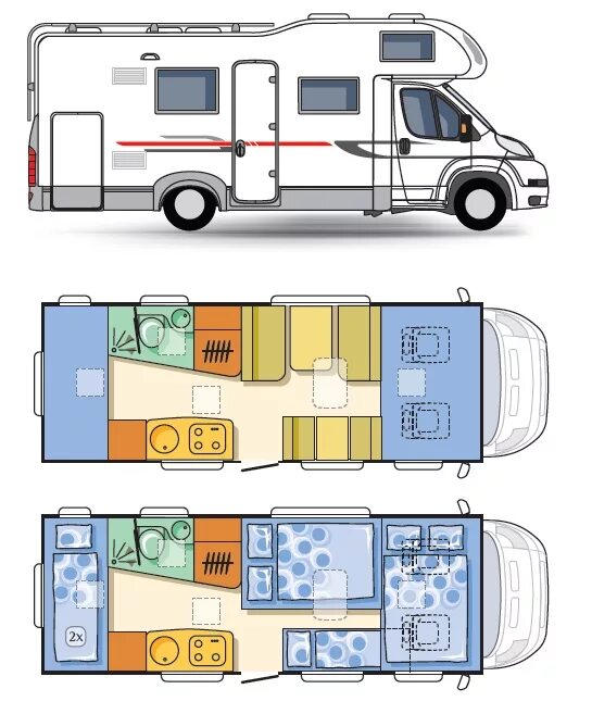 Adria Coral S-660 SL Bus blueprints free - Outlines