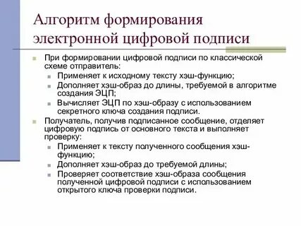 Алгоритм создания электронной подписи