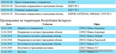 Принят от отправителя