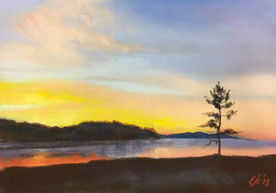 природа масляной пастелью. пейзаж масляной пастелью. картины масляной пастелью джон эллиот. пейзаж для рисования пастелью. рисунки пастелью.