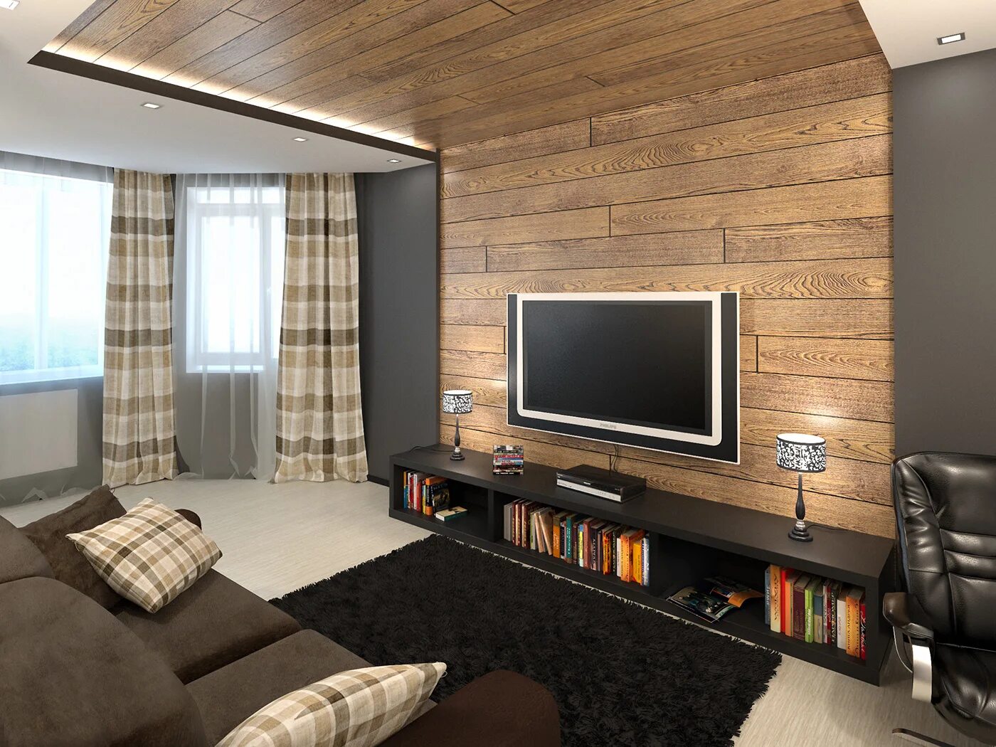 Современный дом телевизор. Гостиная с деревянными панелями. Гостиная с ламинатом на стене. Стеновые панели в интерьере гостиной. Деревянные панели в гостиной.