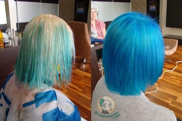Синие волосы до после manic panic after midnight blue over black hair Google Search Blue hair, Hair