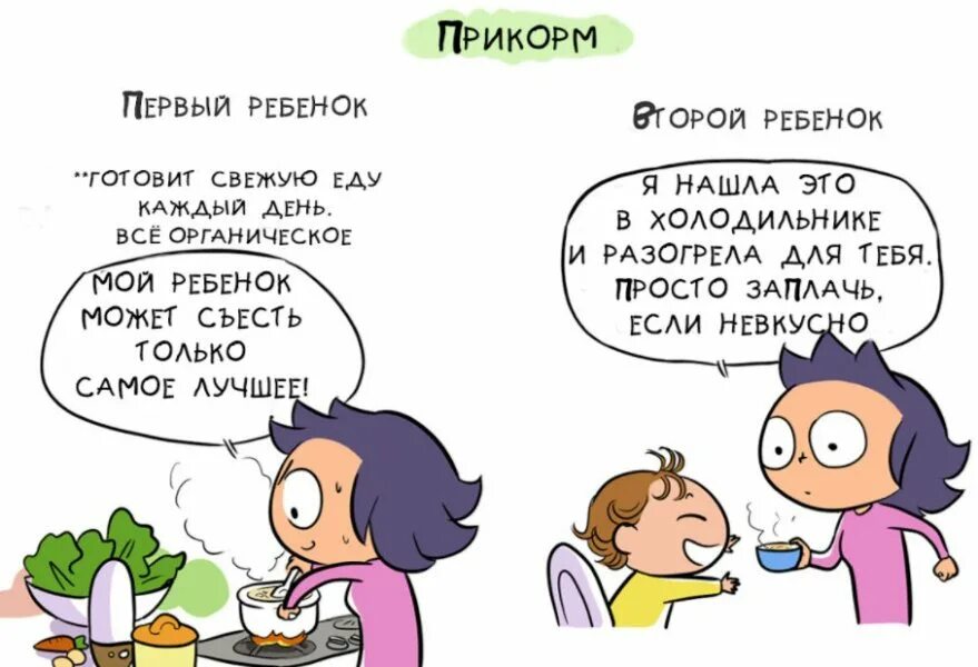 Второй ребенок когда первому 3. Первый ребенок второй ребенок. Первый и второй ребенок комиксы. Мемы первый ребенок и второй. Мемы про прикорм.