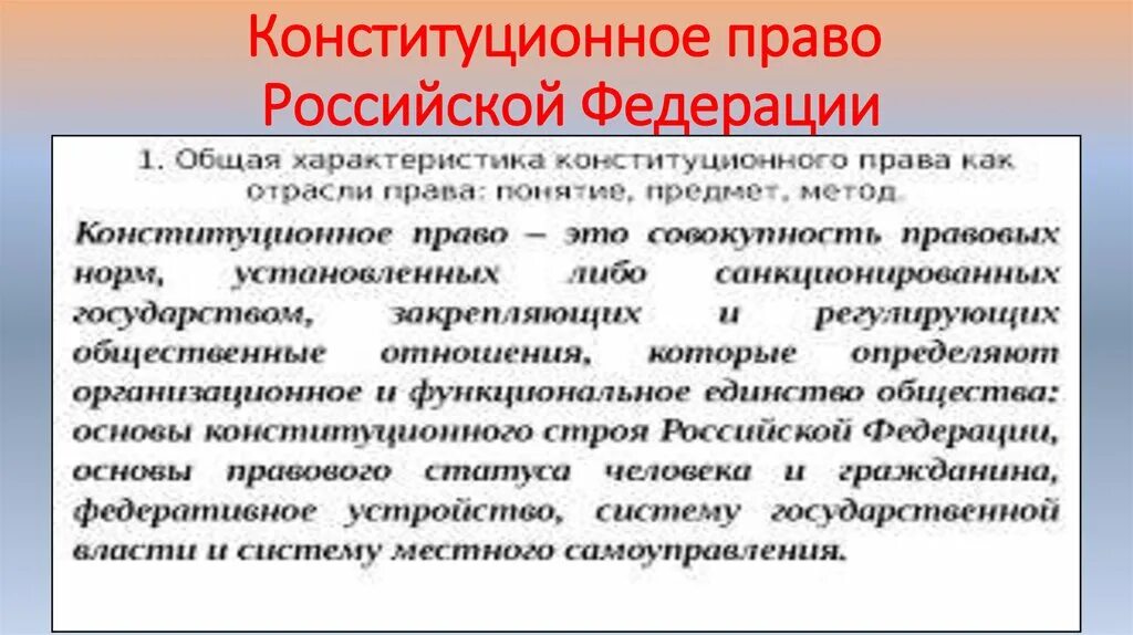 Основы конституционного законодательства рф. Конституционное право России.