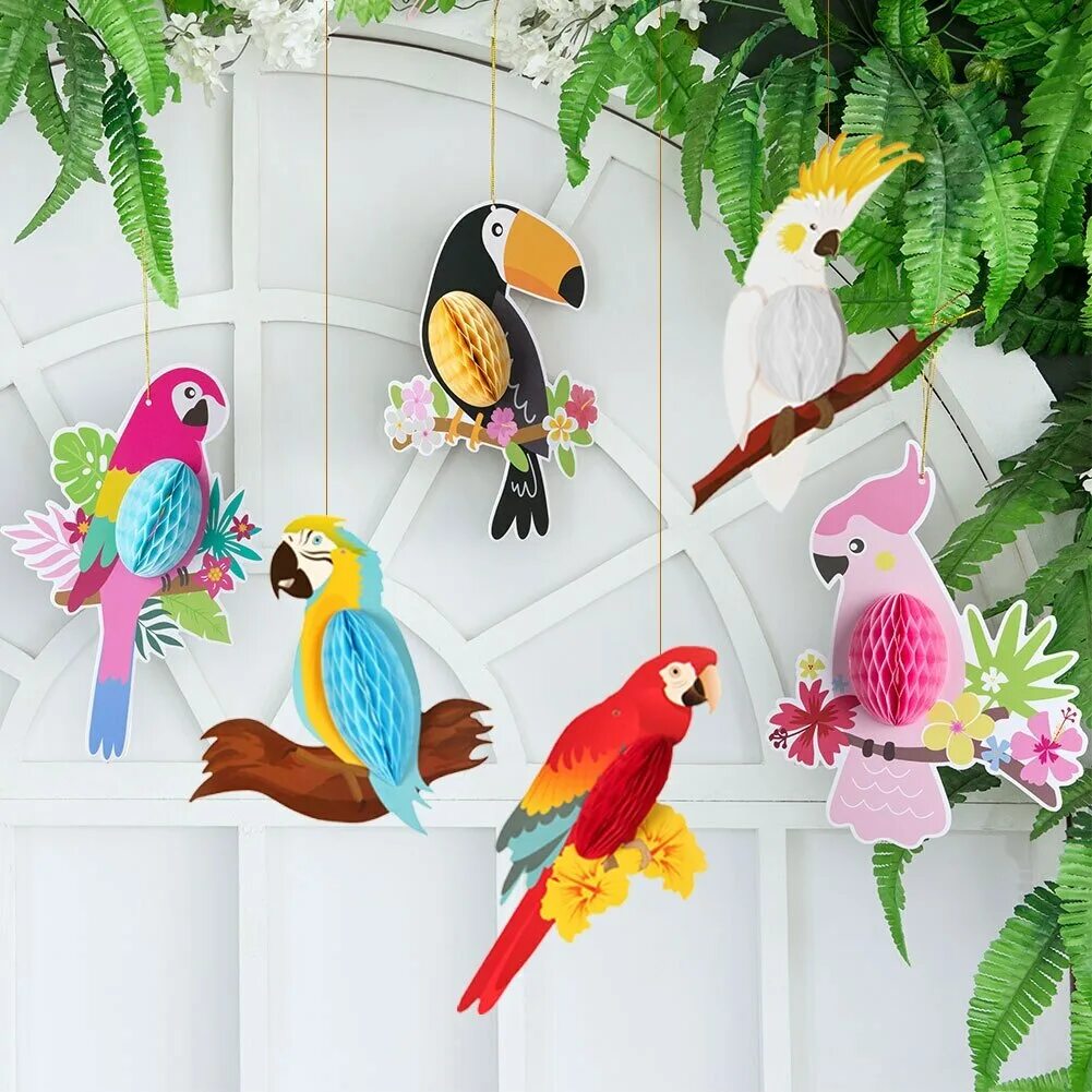 Birds theme. Украшения для бумажных попугаев. Коллекция игрушек тропические птицы. Гавайский попугай. Попугай вечеринка.
