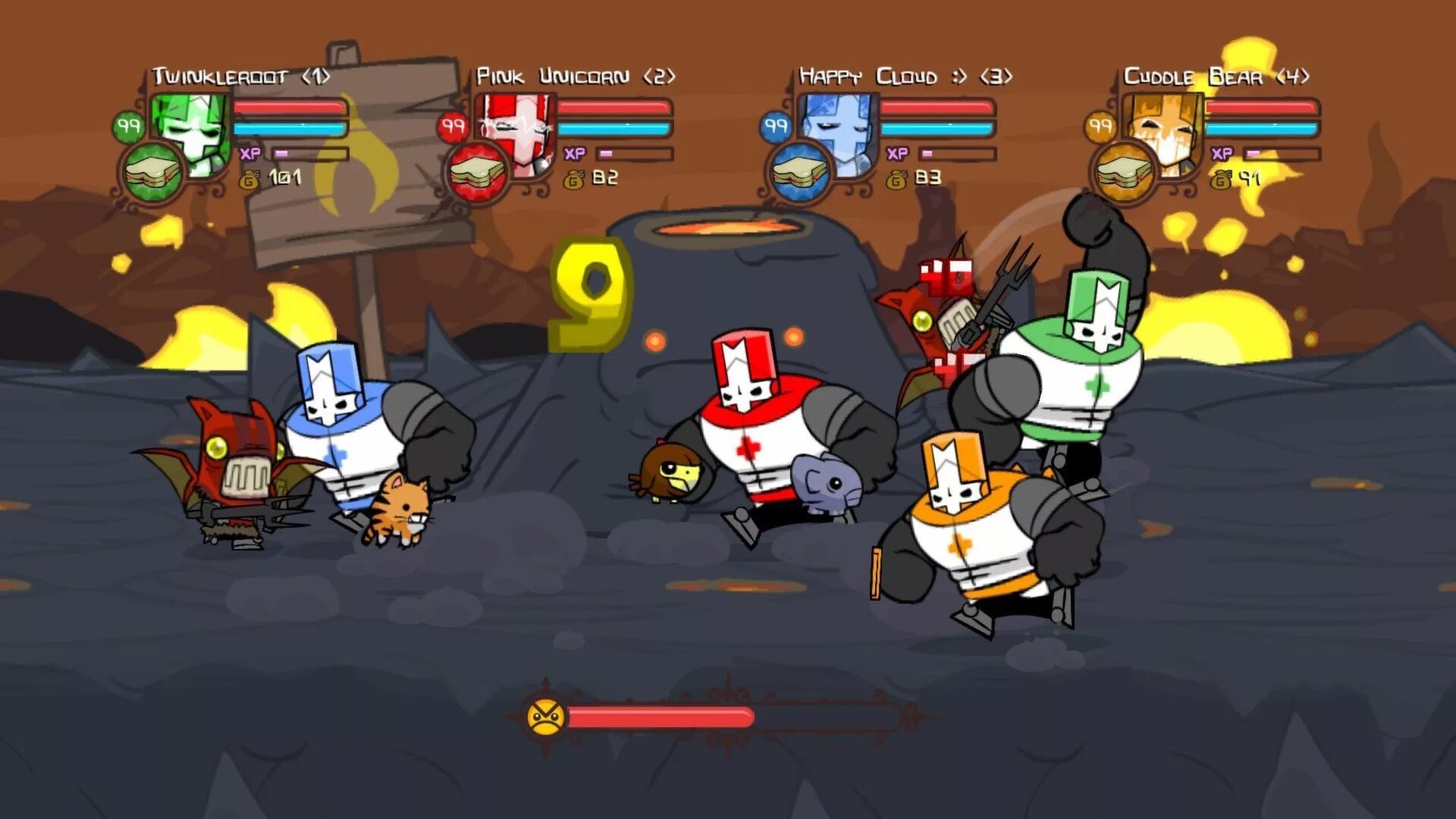 Игры двое трое четверо. Кастл крашерс. Игра Castle Crashers 2. Castle Crashers 2012г. Платформер Castle Crashers.