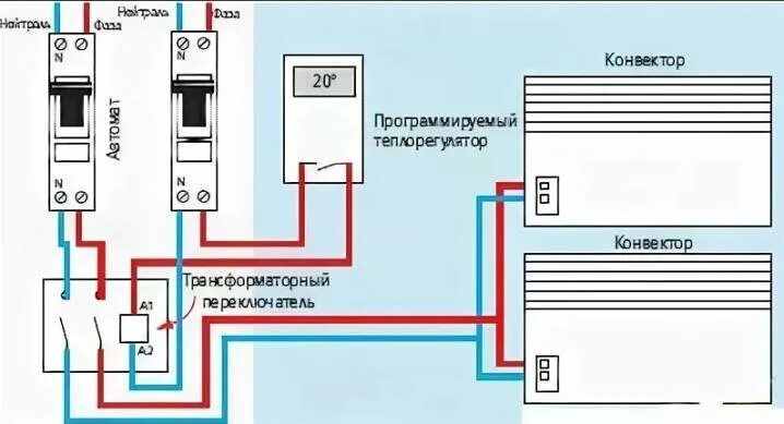 Электрические схемы конвекторов. Схема подключения термостата электро конвектора. Схема подключения термостата через контактор. Электрический конвектор схема подключения. Схема подключения проводов конвектора электрического.