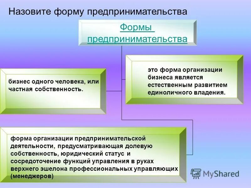 Осуществление предпринимательской деятельности. Классификация видов предпринимательской деятельности. Назовите форму. Типы предпринимательства. Формы предпринимательской собственности.