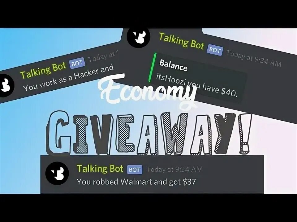 Talking bot. Giveaway bot. экономика в дискорде.