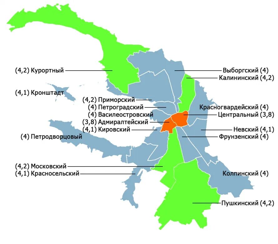 Карта СПБ по районам города. Районы Санкт-Петербурга на карте. Районы Санкт-Петербурга на карте с границами. Карта районов СПБ С границами. Зеленые районы спб