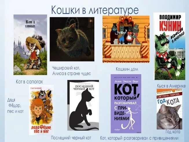 В каких произведениях есть котенок. Известные литературные коты. Кот в литературных произведениях. Коты в литературных произведениях. Произведения о кошках в русской литературе.