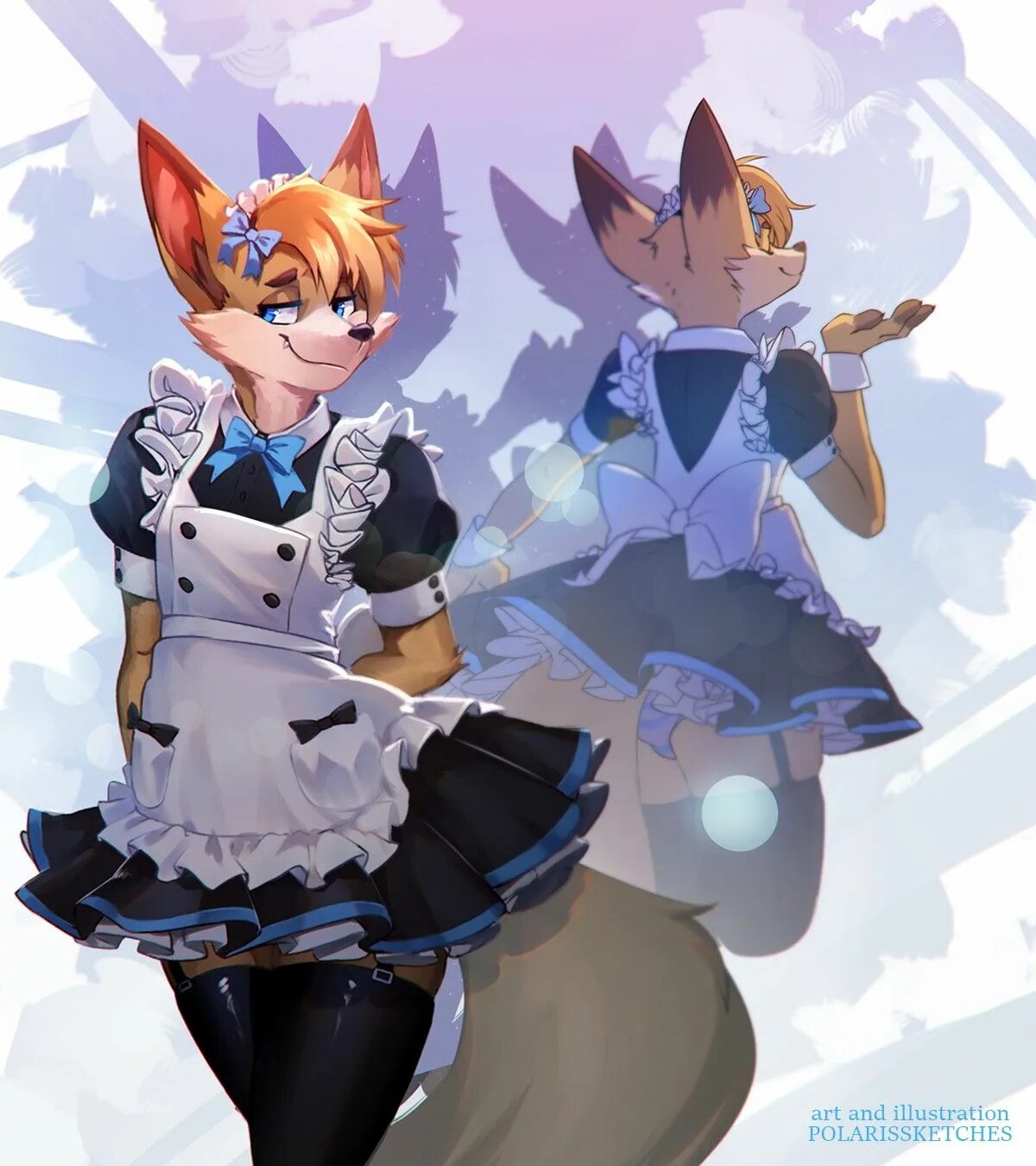 Furry maid. Лиса Сэнко горничная. Фурри горничная фембой Лис. Фембой лиса горничная. Фурри горничная Fennec.